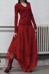 Marc Le Bihan Fake Two-piece Dress Series Three-layer Gauze Silk Skin-friendly Hand-made Plant Dyeing Daily MLB-2832-HONG Red